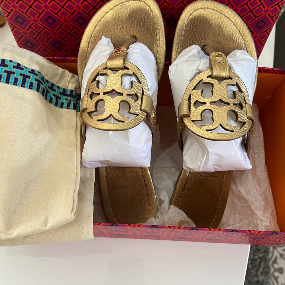 Tory Burch Gold Miller Sandals
